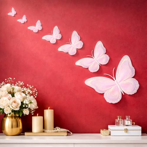 Image of CraftVatika 3D Butterfly Wall Stickers for Home Decor with Sticking Pads 12 Pieces | Golden DIY Butterfly Wall Decoration for Living Room Bedroom Kids Room Nursery | Home Decoration Ornament for Door