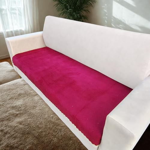 Image of Homerz Premium Velvet Sofa Cover Panel | Soft & Velvety Fabric | Rich Vibrant Colours | Sofa Protector for Living Room (Maroon, 3 Seater, Only Seat Cover)