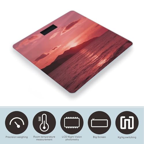 Báscula digital roja para baño con vidrio templado miniatura 3