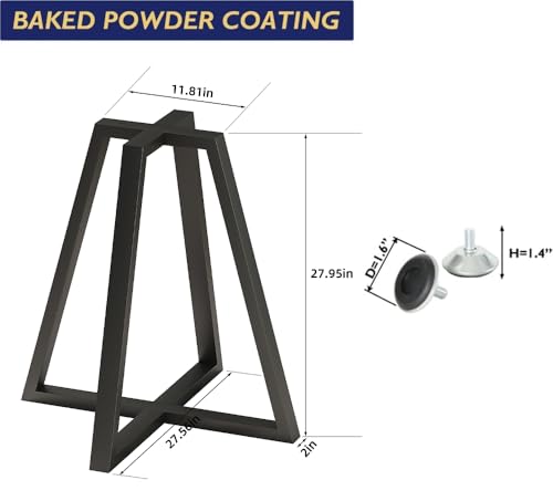 FUSHIAIPTC Metal Coffee Table Legs 28 Inch, Heavy Duty Dining Table Legs 800LBS with Suction Cups & Pre-Drilled Holes, Fits Glass Marble Wood Tops, for End Table, Coffee Table - Thumbnail 6