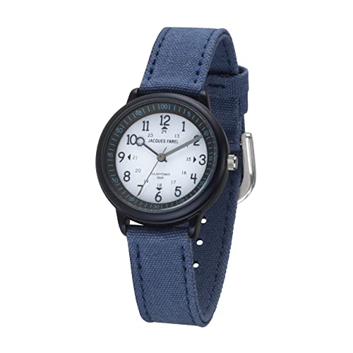 Montre solaire Jacques FAREL enfant garçon écolo en coton bio bleu