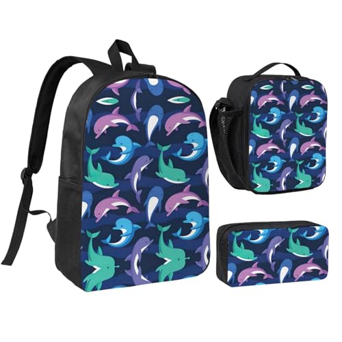 Sac à dos dauphin avec sac à lunch isotherme pour les pique-niques et sorties scolaires