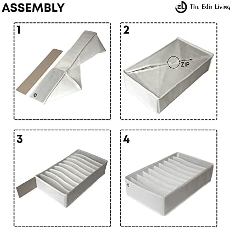 The Edit Living Drawer Organizer - Multipurpose Storage Drawer Organizers - Clothes Organizer for T-shirts, Tank Tops, Activewear - 10 Cells Storage Organizer - White - Set of 3