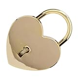 Hamwesh Candado Vintage de Metal con Cerradura de Corazón de Estilo Antiguo con Llave, Suministros para Manualidades Domésticas, Plata 45x59 Mm (imitacion de oro)