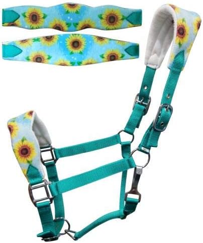 Showman Adjustable Turquoise Nylon Bronc Halter w/Sunflower Print