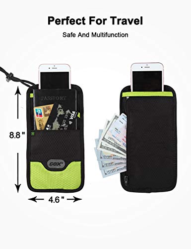 GOX Cell Phone Bag, Travel Neck Wallet With RFID Blocking, Travel Document Holder - Image 3