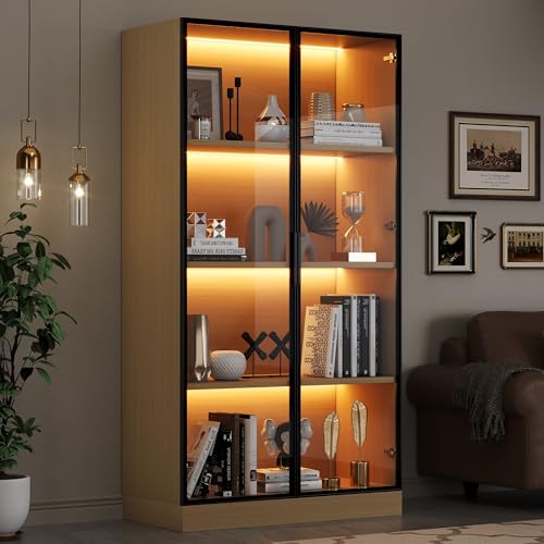 Vitrina de cristal con efecto roble 70 × 40...