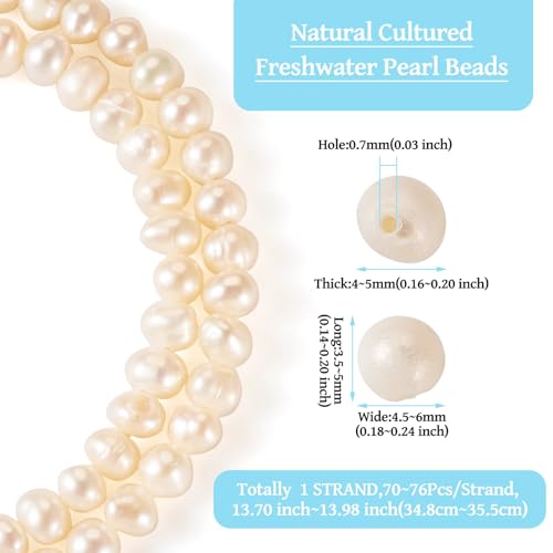 Beadthoven 1 Strand Natural Cultured Freshwater Pearl Beads Seashell Color Potato Shape Freshwater Pearl Beads for Necklace Bracelet Jewelry Making Hole: 0.7mm - Image 2