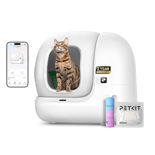 PETKIT PuraMax 2 Automatic Self-Cleaning Cat Litter Box, App Control Automatic Litter Box with Safety Sensors, Odor Free & Anti-Leakage Basic Bundle Includes Trash Bags,2.4G WiFi & Low Entrance