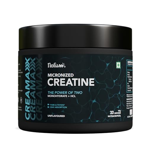 Image of NoFuss Micronised Creatine Monohydrate + HCL | Faster Absorption | Strength, Muscle Growth & Recovery | Men & Women | Unflavored |100g
