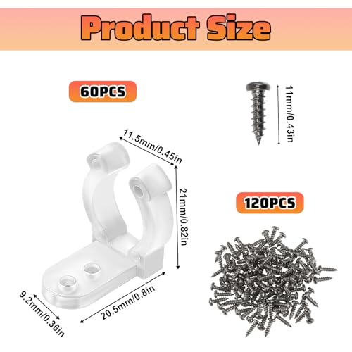 Tucnoeu 60 Stück Befestigungsclips für LED-Lichtschlauch, Halterung LED Lichtschlauch Transparent LED Streifen Halterung Innen- und Außendekoration, Ideal für Partys und Hochzeiten