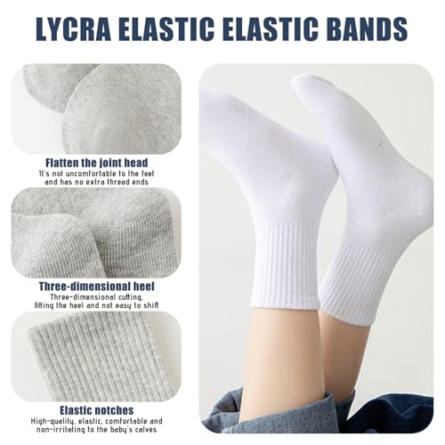 Cotton Socks Kids, 12 Pairs Soft Breathable Non Slip Mid-Calf Crew Socks for Kids Boys Girls Students Age 9-13, Compression Calf3