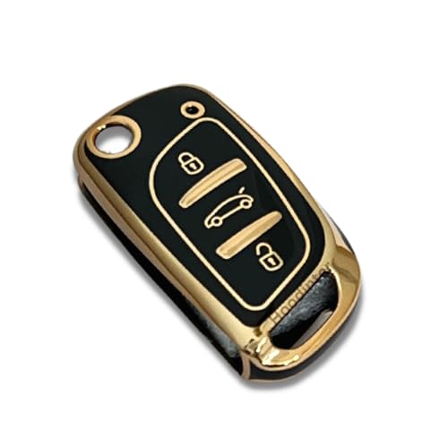 Image of Soft TPU Premium Car Key Cover Compatible with Xhorse B11 DS Model Universal Remote Flip Key Covers (Black with Golden)