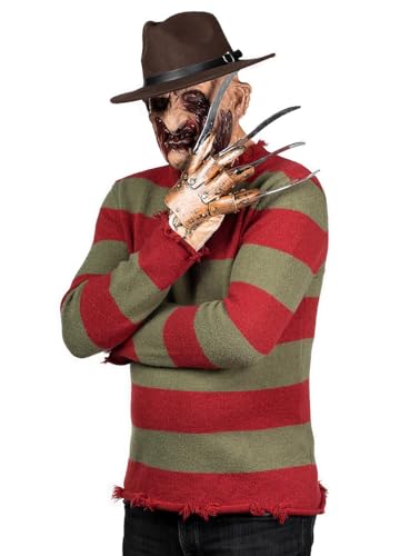 Maskworld Freddy Alptraum - Nightmare Edition - Pullover Hut & Handschuh - Horror-Kostüm für Halloween Karneval & Motto-Party - Größe: 3XL
