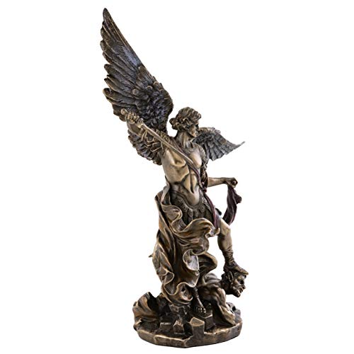 Estatua Arcángel San Miguel 10 Pulgadas Bronce miniatura 4