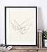 Pinky Promise, Holding Hands Minimalist Abstract Line Drawing Art, Contemporary Wall Art For Bedroom and Home Decor, Modern Boho Art Print Poster 11x14 Inches, Unframed (Cream and Black)