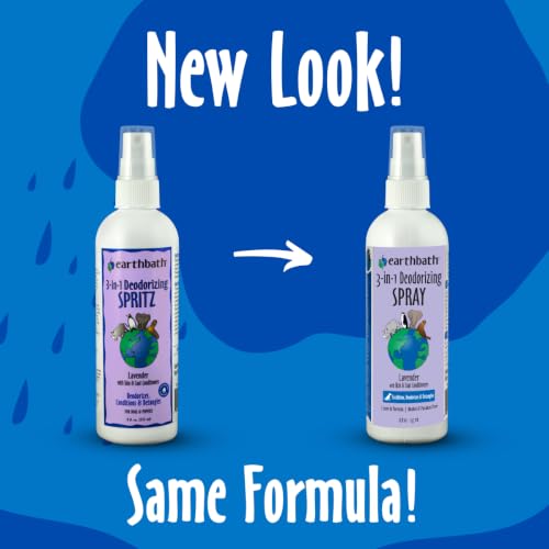 Image of earthbath Lavender 3-in-1 Dog & Puppy Deodorizing Spritz, 8 Oz (1 Pack) | Dog Odor Eliminator for Strong Odor, Cruelty-Free Cologne, Wash Spray, Made in USA, Bathing Supplies