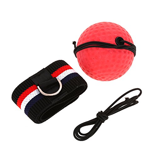 Alomejor Boxing Reflex Ball z elastyczną opaską na głowę do Punch MMA prędkość, trening dla dorosłych dzieci i dzieci (czarna opaska na czoło)