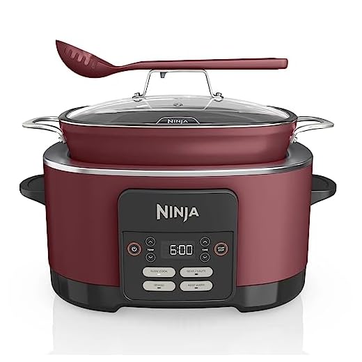 Ninja MC1000 Foodi PossibleCooker 8.5 Quart Multi-Cooker,with 4-in-1 Slow Cooker,Dutch Oven & More,Glass Lid & Integrated Spoon,Nonstick,Oven Safe Pot to 500°F,Cherry Tarte (Renewed)