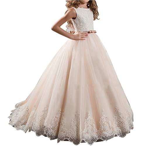 ▷ Abaowedding - Vestidos largos de encaje con lentejuelas para niñ