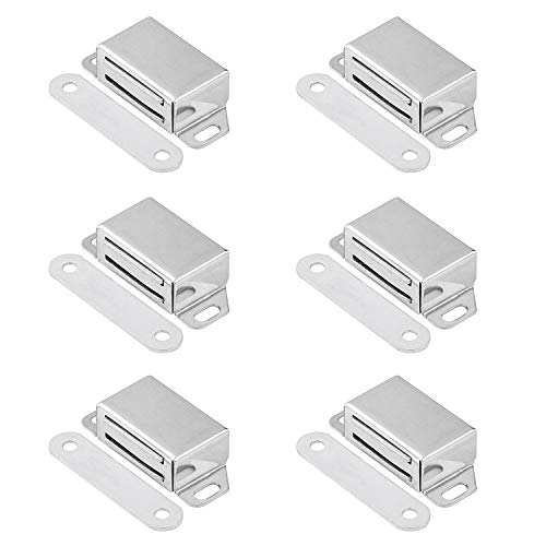 6 Pcs Tarea Pesada Cierre Magnetico Puerta Pestillo， Puerta Corredera Iman Armario，Magnético Pestillo de Cocina Mueble Cierre Cajones Alacena Clausura Cerradura Magnetica