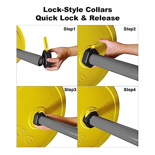 Image of POWER GUIDANCE Barbell Collars Barbell Clips, 2 inch Olympic Barbell, Non-Slip Weight Quick Release Barbell Collar for Workout Weightlifting, Gym equipment accessories (Black (Nylon + Rubber Lining))