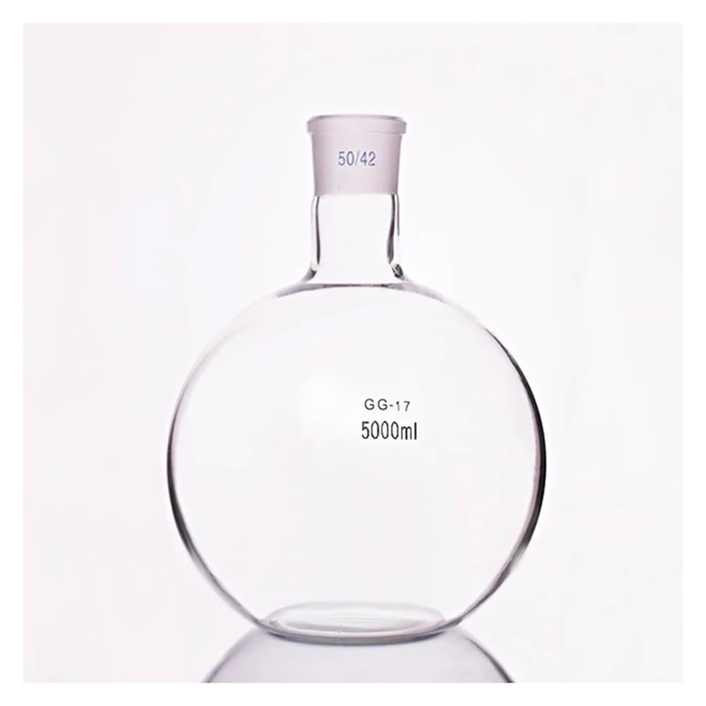 Vetreria da laboratorio Pallone singolo standard a fondo piatto con capacità di 5000 ml e pallone piatto con giunto 50/42 in vetro borosilicato