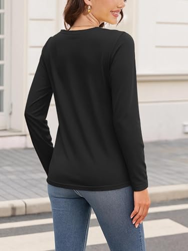 SMENG Women's Long Sleeve Shirts Cotton UPF 50+ T-Shirt V Neck Casual Outdoor Wear Fall Tops4