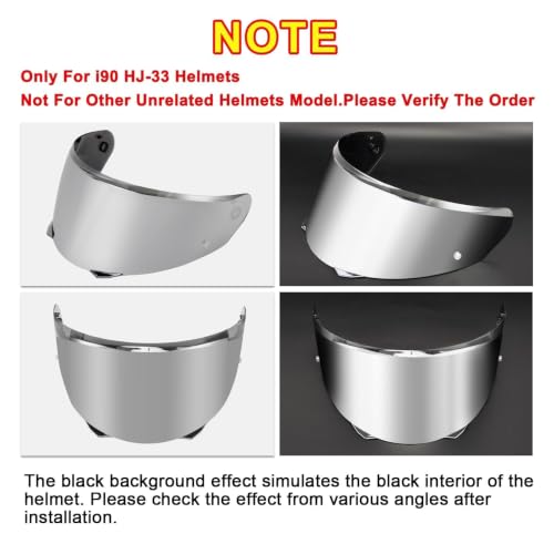 Image of PSLER Shatterproof Motorcycle Helmet Visor for i90 HJ-33,Silver | Impact-Resistant ,UV400 Protection, Motorcycle Tinted Face Shield for i90 HJ-33,Visor Replacement