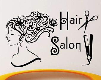LYOMAN® Wall Decals Beauty Salon Wall Sticckers Hair Spa Fashion Girl Woman Face Haircut Scissors Decal Vinyl Sticker Barber