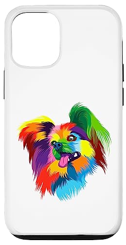 iPhone 14 Pro Retro Pop Art Papillon Dog Head, Abstract Art Dog Lover Case