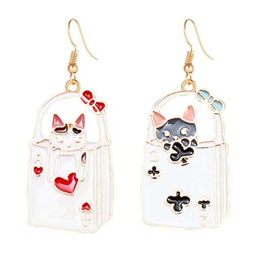 Coadipress Poker Earrings For Women Girls Unique Funny Anime Cartoon 18K Gold Plated Poker Hearts And Plums Playing Cards Dangle Drop Stud Earrings Gambling Casino Jewelry Gift (Cartoon Poker) #TOP29