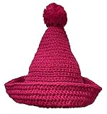 BIBITIME Handmade Knitted Sharp Top Pom Ball Hat Funny Witch Cap Unisex Adult (One Size for Adult, Rose)