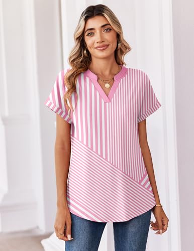 Image of Zeagoo Womens Tops Short Sleeve Summer V Neck Shirts Work Blouses Business Outfits Fashion Clothing