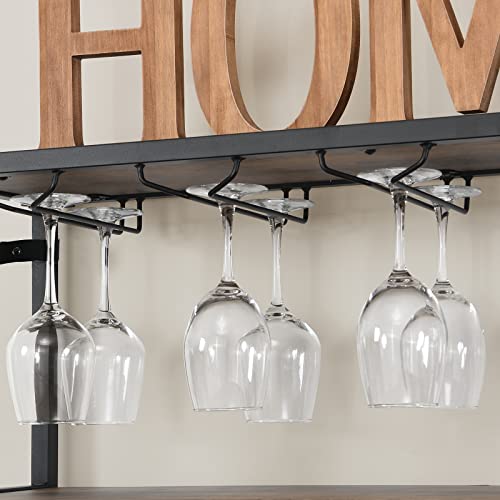 Wine Bakers Rack, Freestanding Wine Rack With Glass Holder