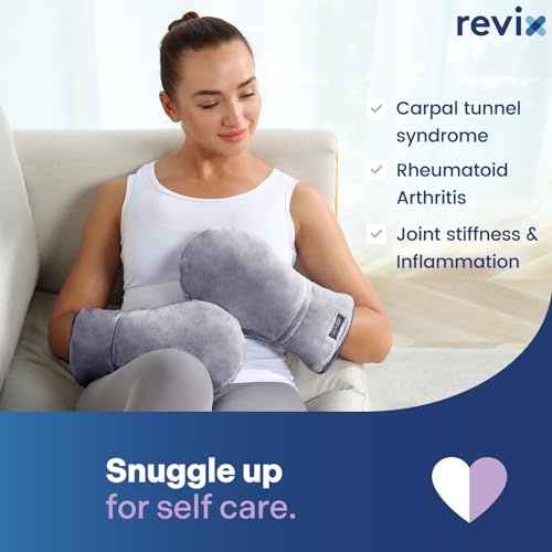 Image of REVIX Heated Mitts for Hand Therapy, Microwavable Hand Warmer for Women and Men, Microwavable Therapy Mittens Unscented Hands Muff | Soft Hand Warmer Mittens with Moist Heat Therapy, Reusable Microwave Heating Comfort for Fingers, Hands and Wrists, 1 Pair