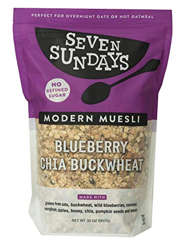 Seven Sundays Muesli Cereal, Wild and Free Blueberry Chia Buckwheat, 32 Oz Bag, Gluten Free, 0g Refined Sugar, Enjoy Warm, Cool or as Overnight Oats