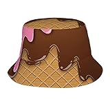 Waffles, ice Cream Bucket Hat Beach Travel Fisherman Hat Packable Sun Hat Cap for Unisex Women Men