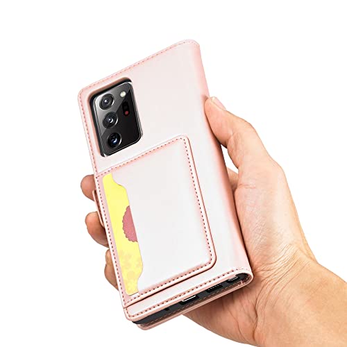 Étui de téléphone en cuir PU pour Samsung S21 Ultra avec porte-carte rose
