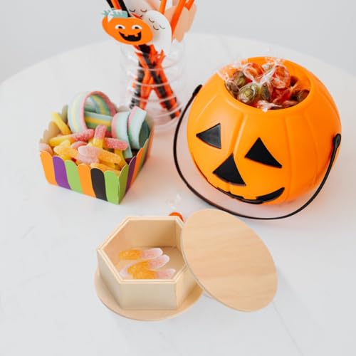 Image of SEWACC 6 Pcs Diy Storage Box Small Containers Clay Storage Bins Simple Holder Wood Case Sundries Case Wood Organizing Container Small en Box Round