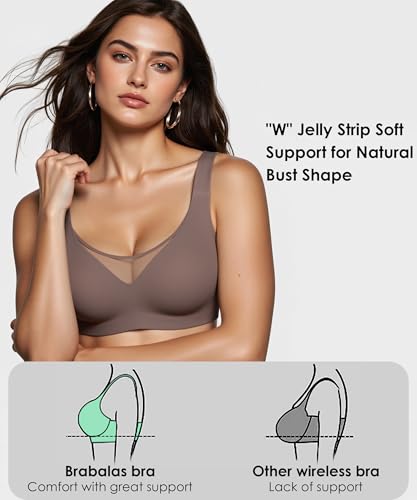 Image of Wireless Bras for Women (34C-42DD), Extremely Comfortable Seamless Bra Mesh Bralettes Adjustable Straps Everyday Bra
