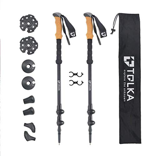TOLKA Carbon Trekking Hiking Poles with Anti-Shock and Quick Lock Collapsible Walking Poles