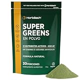 Super greens Polvo 150g | Supergreens con 21 Ingredientes Activos y Ashwagndha KSM-66 | 30 Porciones | Superalimentos | Horbaach