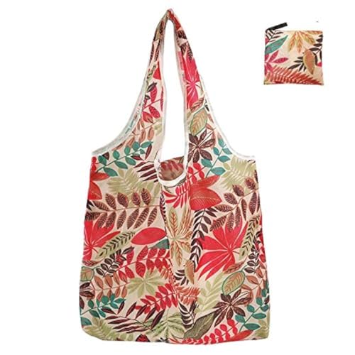 Extra Large Reusable Foldable Ladies Shopping Bag Eco Tote Handbag Fold Away Shopper Bag UK (Autumn Leaves)