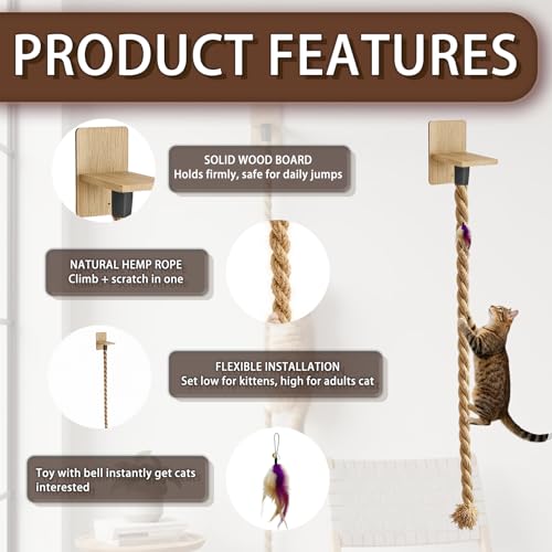 Cuerda de Escalada para Gatos, Escalera de Pared, Sisal Natural miniatura 5