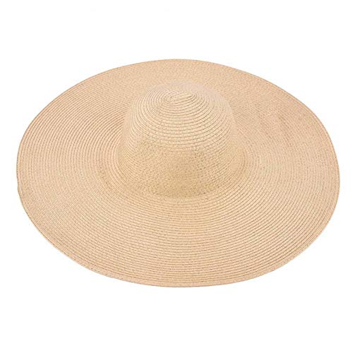 SHENBEIK Sombrero de paja para mujer, ala gigante, sombrero de sol, 18...