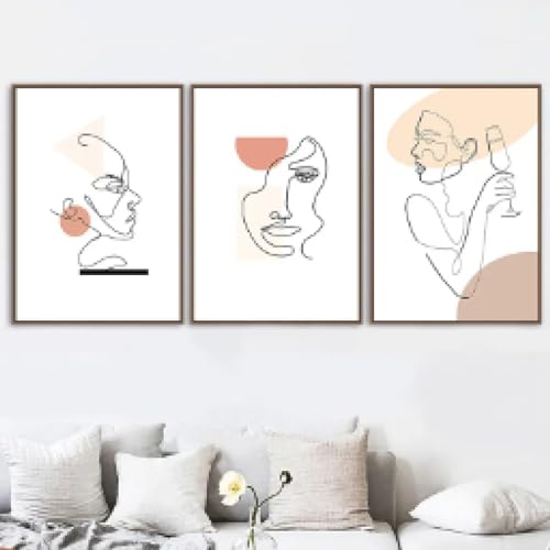 Peinture murale abstraite haut de gamme affiches et impressions sur toile salon KEBIA 3 pieces
