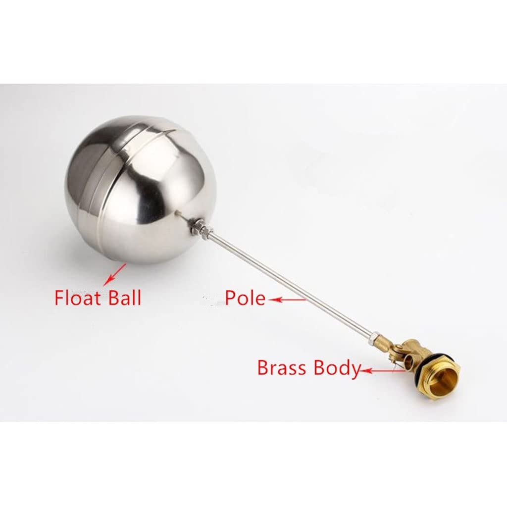 Válvula de bola flotador para depósito de agua, 1 válvula de flotador de latón, válvulas de bola flotantes for tanque de agua fría y caliente de 1/2", 3/4" y 1", for tanques de expansión, herramientas