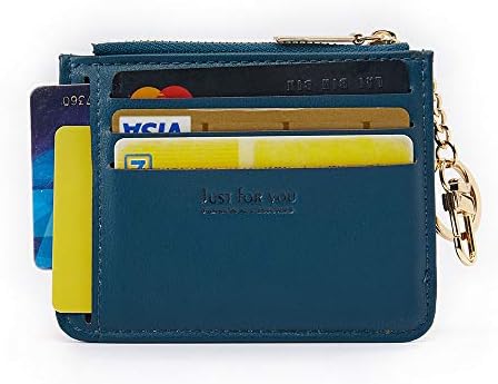 Slim Leather Card Case Holder Front Pocket Wallet Change Purse for Women Girls keychain