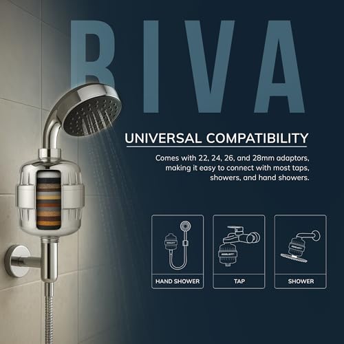 Image of Robustt Riva 15 Stage Shower /Tap Filter & Water Softener for Home (Silver) | Reduces Hair Fall, Skin Dryness & Limescale| Hard Water Filter For Tap, Shower, Handshower| Includes Kit & Manual